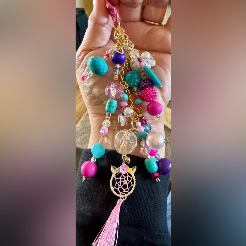 Unicorn Colorful Beaded key or bag Charm